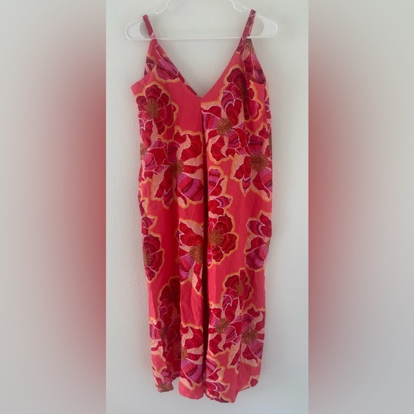 Loft Petite Textured Floral Linen Blend Strappy Maxi Dress Loose Swingy NWT 0 P - Picture 1 of 9